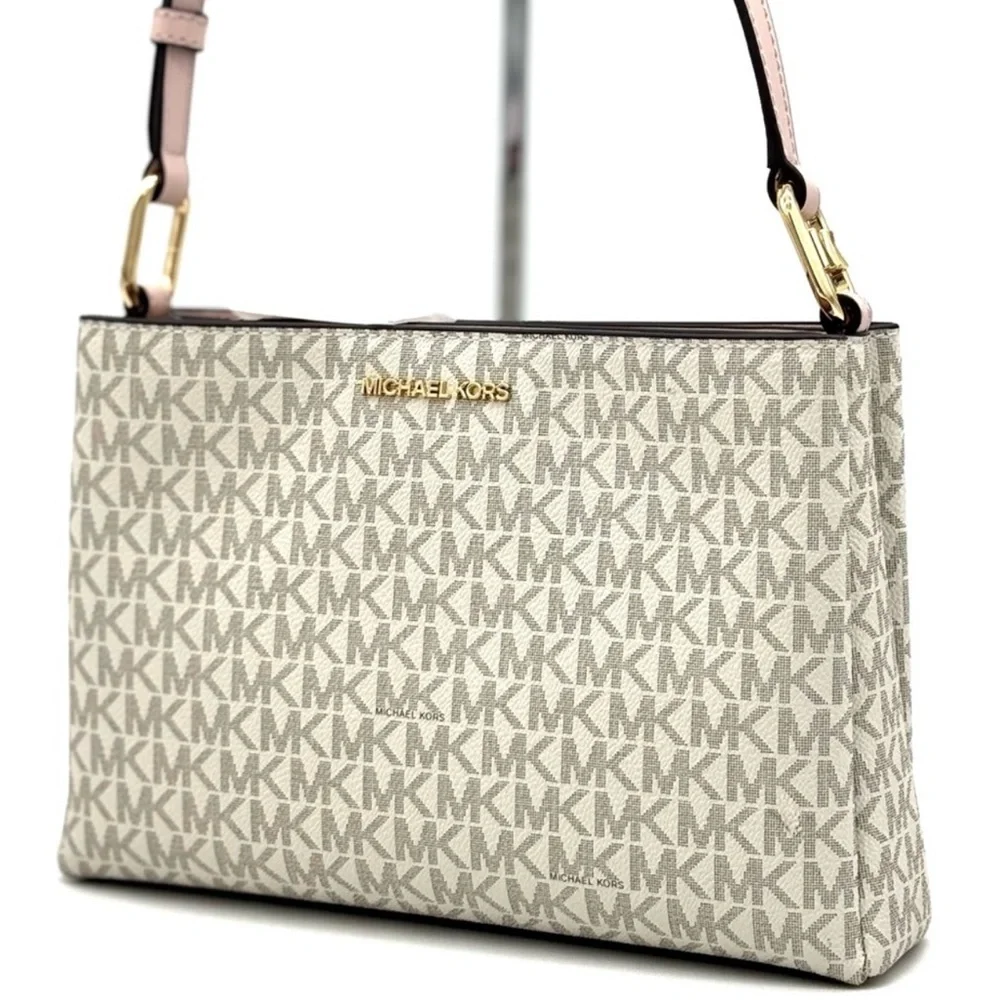 Michael Kors Trisha Medium Triple Compartment Crossbody Bag Powder Blush Multi